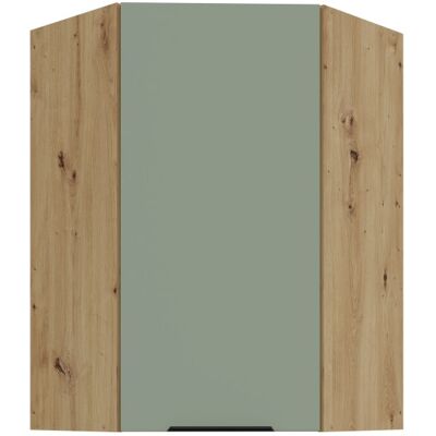 VENETI Vysoká rohová skrinka LUNARA 1 - 60x60 cm, zelená / dub artisan VENETI Vysoká rohová skrinka LUNARA 1 - 60x60 cm, zelená / dub artisan