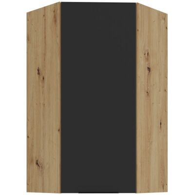 VENETI Vysoká horná rohová skrinka LUNARA 1 - 60x60 cm, čierna / dub artisan VENETI Vysoká horná rohová skrinka LUNARA 1 - 60x60 cm, čierna / dub artisan