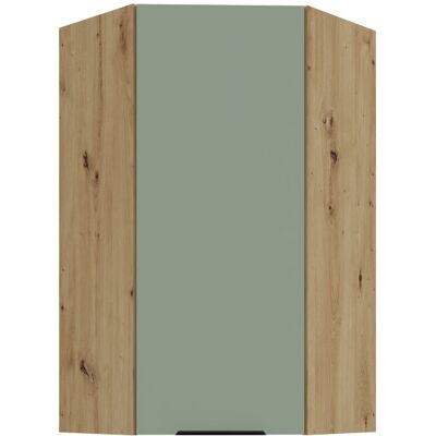 VENETI Vysoká horná rohová skrinka LUNARA 1 - 60x60 cm, zelená / dub artisan VENETI Vysoká horná rohová skrinka LUNARA 1 - 60x60 cm, zelená / dub artisan