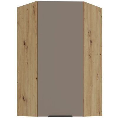 VENETI Vysoká horná rohová skrinka LUNARA 1 - 60x60 cm, tmavo béžová / dub artisan VENETI Vysoká horná rohová skrinka LUNARA 1 - 60x60 cm, tmavo béžová / dub artisan
