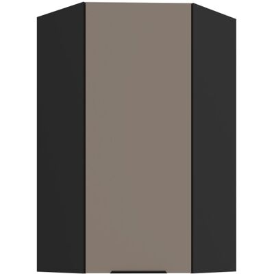 VENETI Vysoká horná rohová skrinka LUNARA 1 - 60x60 cm, tmavo béžová / čierna VENETI Vysoká horná rohová skrinka LUNARA 1 - 60x60 cm, tmavo béžová / čierna