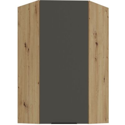 VENETI Vysoká horná rohová skrinka LUNARA 1 - 60x60 cm, grafit/dub artisan VENETI Vysoká horná rohová skrinka LUNARA 1 - 60x60 cm, grafit/dub artisan