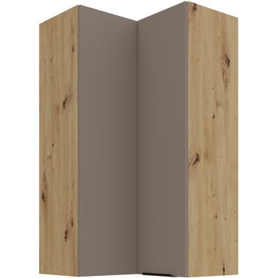 VENETI Vysoká horná rohová skrinka LUNARA 2 - 60x60 cm, tmavo béžová / dub artisan VENETI Vysoká horná rohová skrinka LUNARA 2 - 60x60 cm, tmavo béžová / dub artisan