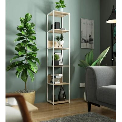 VENETI Kovový policový regál 40 cm TOMIRAN - biely / dub sonoma VENETI Kovový policový regál 40 cm TOMIRAN - biely / dub sonoma