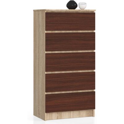 VENETI Vysoká komoda SAVRILA - dub sonoma / wenge VENETI Vysoká komoda SAVRILA - dub sonoma / wenge