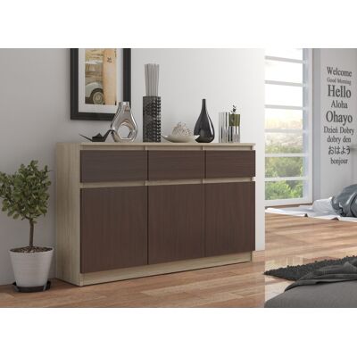 VENETI Komoda so šuplíkmi a dvierkami SAVRILA - dub sonoma / wenge VENETI Komoda so šuplíkmi a dvierkami SAVRILA - dub sonoma / wenge