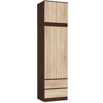 VENETI Šatníková skriňa s nástavcom 60 cm WREN - wenge / dub sonoma VENETI Šatníková skriňa s nástavcom 60 cm WREN - wenge / dub sonoma
