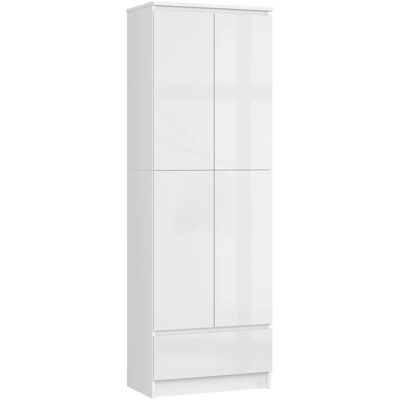 VENETI Dvojdverová skriňa so šuplíkom 60 cm VALESTRA - biela / biela lesklá VENETI Dvojdverová skriňa so šuplíkom 60 cm VALESTRA - biela / biela lesklá
