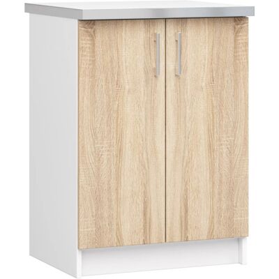 VENETI Dolná dvojdverová skrinka TRIVORA - šírka 60 cm, biela / dub sonoma VENETI Dolná dvojdverová skrinka TRIVORA - šírka 60 cm, biela / dub sonoma
