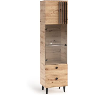 VENETI Presklená úzka skriňa 50 cm WARDOX - dub artisan VENETI Presklená úzka skriňa 50 cm WARDOX - dub artisan