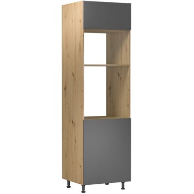 VENETI Skriňa na vstavané spotrebiče VALEN - šírka 60 cm, dub artisan / šedá VENETI Skriňa na vstavané spotrebiče VALEN - šírka 60 cm, dub artisan / šedá