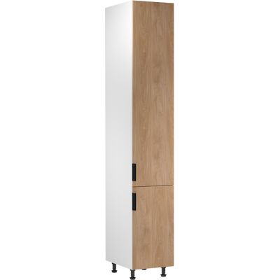VENETI Vysoká kuchynská skriňa SALERNO - šírka 40 cm, biela / dub VENETI Vysoká kuchynská skriňa SALERNO - šírka 40 cm, biela / dub