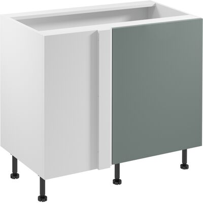VENETI Predĺžená rohová skrinka SALERNO - šírka 100 cm, biela / zelená VENETI Predĺžená rohová skrinka SALERNO - šírka 100 cm, biela / zelená