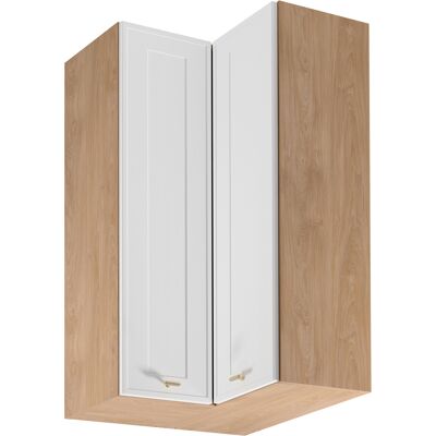 VENETI Vysoká horná rohová skrinka SALERNO - 60x60 cm, dub / biela VENETI Vysoká horná rohová skrinka SALERNO - 60x60 cm, dub / biela