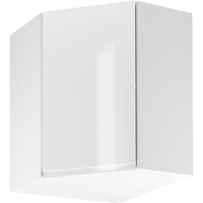 VENETI Horná rohová skrinka ARBOR - 60x60 cm, lesklá biela / biela, pravé prevedenie VENETI Horná rohová skrinka ARBOR - 60x60 cm, lesklá biela / biela, pravé prevedenie