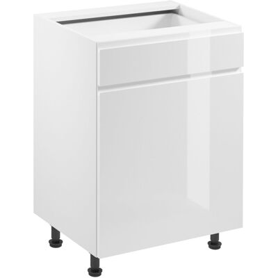 VENETI Dolná skrinka so šuplíkom ARBOR - šírka 60 cm, lesklá biela / biela VENETI Dolná skrinka so šuplíkom ARBOR - šírka 60 cm, lesklá biela / biela