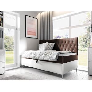 VENETI Boxspringová jednolôžková posteľ 80x200 PORFIRO 2 - biela ekokoža / hnedá 1 + topper ZDARMA VENETI Boxspringová jednolôžková posteľ 80x200 PORFIRO 2 - biela ekokoža / hnedá 1 + topper ZDARMA