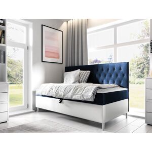 VENETI Boxspringová jednolôžková posteľ 100x200 PORFIRO 2 - biela ekokoža / modrá 1 + topper ZDARMA VENETI Boxspringová jednolôžková posteľ 100x200 PORFIRO 2 - biela ekokoža / modrá 1 + topper ZDARMA