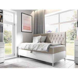 VENETI Boxspringová jednolôžková posteľ 100x200 PORFIRO 2 - biela ekokoža / béžová + topper ZDARMA VENETI Boxspringová jednolôžková posteľ 100x200 PORFIRO 2 - biela ekokoža / béžová + topper ZDARMA
