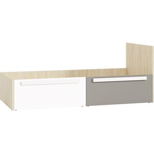 VENETI Jednolôžková posteľ INNES 90x200 - buk fjord / biela / šedá platina VENETI Jednolôžková posteľ INNES 90x200 - buk fjord / biela / šedá platina