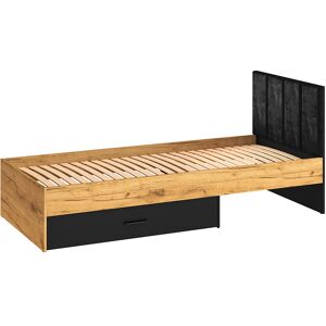 VENETI Jednolôžková posteľ 90x200 SABEL s úložným priestorom - čierna / dub craft zlatý VENETI Jednolôžková posteľ 90x200 SABEL s úložným priestorom - čierna / dub craft zlatý