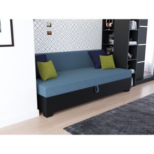 VENETI Jednolôžková posteľ 100x195 BETY 2 s vankúšmi - modro šedá / čierna VENETI Jednolôžková posteľ 100x195 BETY 2 s vankúšmi - modro šedá / čierna