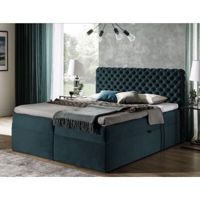VENETI Čalúnená posteľ 140x200 CLARITA - modro-zelená + topper ZDARMA VENETI Čalúnená posteľ 140x200 CLARITA - modro-zelená + topper ZDARMA