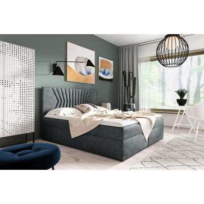 VENETI Čalúnená posteľ s prešívaným čelom AKIM - 140x200, šedá + topper ZDARMA VENETI Čalúnená posteľ s prešívaným čelom AKIM - 140x200, šedá + topper ZDARMA