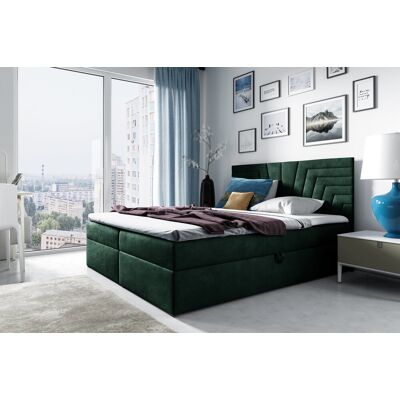 VENETI Čalúnená posteľ s prešívaným čelom SUSANA 140x200, zelená + topper ZDARMA VENETI Čalúnená posteľ s prešívaným čelom SUSANA 140x200, zelená + topper ZDARMA
