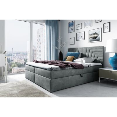 VENETI Čalúnená posteľ s prešívaným čelom SUSANA 140x200, šedá + topper ZDARMA VENETI Čalúnená posteľ s prešívaným čelom SUSANA 140x200, šedá + topper ZDARMA