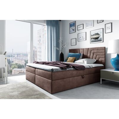 VENETI Čalúnená posteľ s prešívaným čelom SUSANA 180x200, hnedá 2 + topper ZDARMA VENETI Čalúnená posteľ s prešívaným čelom SUSANA 180x200, hnedá 2 + topper ZDARMA