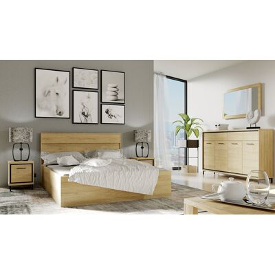 VENETI Spálňová zostava s posteľou 160x200 SUCRE 1 - orech hikora / čierne nôžky VENETI Spálňová zostava s posteľou 160x200 SUCRE 1 - orech hikora / čierne nôžky