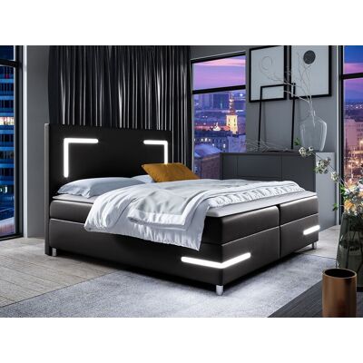 VENETI Boxspringová jednolôžková posteľ 120x200 MADENA - čierna ekokoža + topper a LED osvetlenie ZDARMA VENETI Boxspringová jednolôžková posteľ 120x200 MADENA - čierna ekokoža + topper a LED osvetlenie ZDARMA