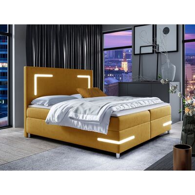 VENETI Boxspringová jednolôžková posteľ 120x200 MADENA - žltá + topper a LED osvetlenie ZDARMA VENETI Boxspringová jednolôžková posteľ 120x200 MADENA - žltá + topper a LED osvetlenie ZDARMA