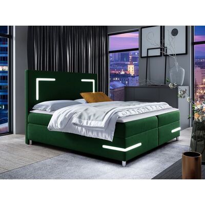 VENETI Boxspringová jednolôžková posteľ 120x200 MADENA - zelená + topper a LED osvetlenie ZDARMA VENETI Boxspringová jednolôžková posteľ 120x200 MADENA - zelená + topper a LED osvetlenie ZDARMA