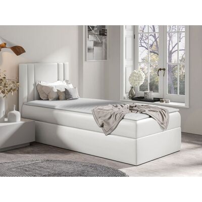VENETI Americká jednolôžková posteľ 80x200 VITORIA MINI - biela ekokoža, pravé prevedenie + topper ZDARMA VENETI Americká jednolôžková posteľ 80x200 VITORIA MINI - biela ekokoža, pravé prevedenie + topper ZDARMA
