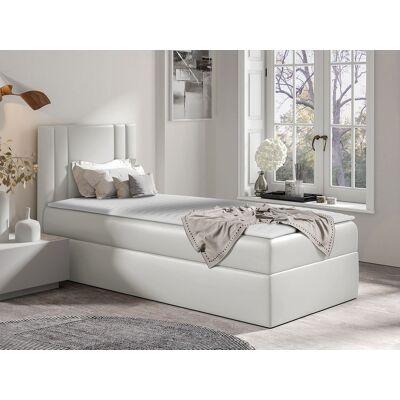 VENETI Americká jednolôžková posteľ 100x200 VITORIA MINI - krémová ekokoža, pravé prevedenie + topper ZDARMA VENETI Americká jednolôžková posteľ 100x200 VITORIA MINI - krémová ekokoža, pravé prevedenie + topper ZDARMA