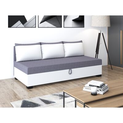 VENETI Jednolôžková posteľ 100x195 ZOLI PLUS 1 s vankúšmi - šedá / biela VENETI Jednolôžková posteľ 100x195 ZOLI PLUS 1 s vankúšmi - šedá / biela