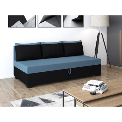 VENETI Jednolôžková posteľ 100x195 ZOLI PLUS 1 s vankúšmi - modro šedá / čierna VENETI Jednolôžková posteľ 100x195 ZOLI PLUS 1 s vankúšmi - modro šedá / čierna