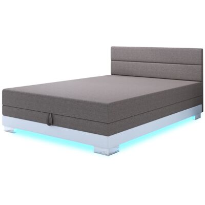 VENETI Jednolôžková posteľ 110x195 MORIA 2 s LED osvetlením - béžová / biela VENETI Jednolôžková posteľ 110x195 MORIA 2 s LED osvetlením - béžová / biela