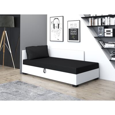 VENETI Čalúnená jednolôžková posteľ 90x195 SARAH PLUS 1 - čierna / biela VENETI Čalúnená jednolôžková posteľ 90x195 SARAH PLUS 1 - čierna / biela
