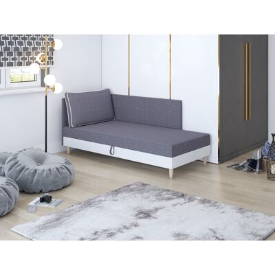 VENETI Čalúnené jednolôžko 100x195 ZORYNA PLUS 1 s úložným priestorom - šedá / biela VENETI Čalúnené jednolôžko 100x195 ZORYNA PLUS 1 s úložným priestorom - šedá / biela