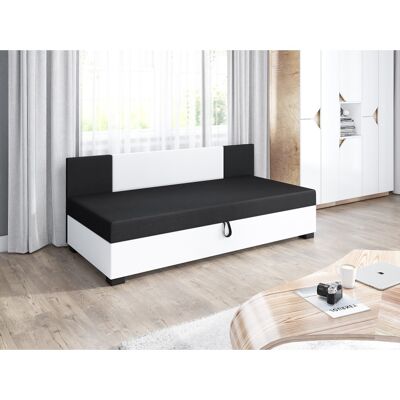 Čalúnené jednolôžko 120x195 POLYNA 1 - čierna / biela Čalúnené jednolôžko 120x195 POLYNA 1 - čierna / biela