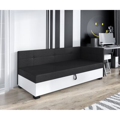 VENETI Jednolôžková posteľ 100x195 LEJLA PLUS 1 s úložným priestorom - čierna / biela VENETI Jednolôžková posteľ 100x195 LEJLA PLUS 1 s úložným priestorom - čierna / biela