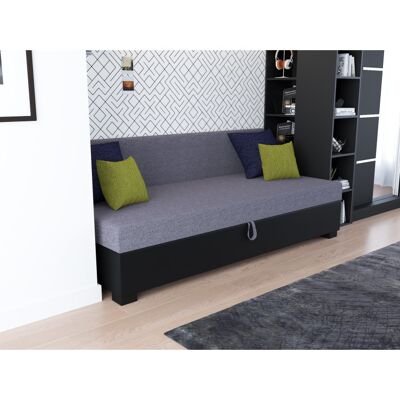 Jednolôžková posteľ 80x195 BETY 2 s vankúšmi - šedá / čierna Jednolôžková posteľ 80x195 BETY 2 s vankúšmi - šedá / čierna