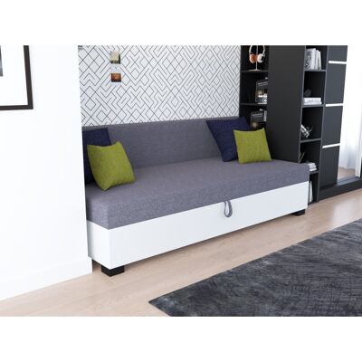 Jednolôžková posteľ 90x195 BETY 1 s vankúšmi - šedá / biela Jednolôžková posteľ 90x195 BETY 1 s vankúšmi - šedá / biela