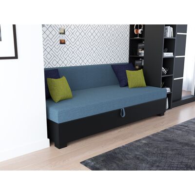VENETI Jednolôžková posteľ 120x195 BETY 1 s vankúšmi - modro šedá / čierna VENETI Jednolôžková posteľ 120x195 BETY 1 s vankúšmi - modro šedá / čierna