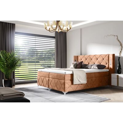 VENETI Čalúnená manželská posteľ 180x200 GELA - oranžová + topper ZDARMA VENETI Čalúnená manželská posteľ 180x200 GELA - oranžová + topper ZDARMA