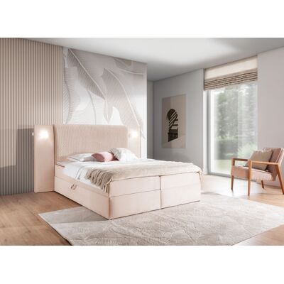 VENETI Jednolôžková posteľ 120x200 SIANA s LED osvetlením - marhuľová + topper ZDARMA VENETI Jednolôžková posteľ 120x200 SIANA s LED osvetlením - marhuľová + topper ZDARMA