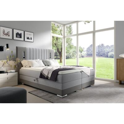 VENETI Jednolôžková posteľ 120x200 DELIA s LED osvetlením - popolavá / šedá + topper ZDARMA VENETI Jednolôžková posteľ 120x200 DELIA s LED osvetlením - popolavá / šedá + topper ZDARMA